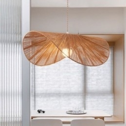 Retro Pendel Creative Wabi Sabi stråhat Hamp Rope Loftslampe