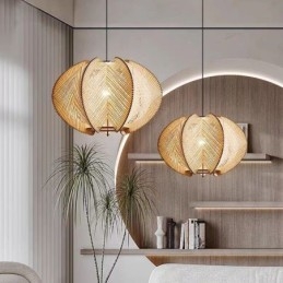 Nordic Pendel Retro Wabi Sabi Style Håndlavet massivt træ loftslampe