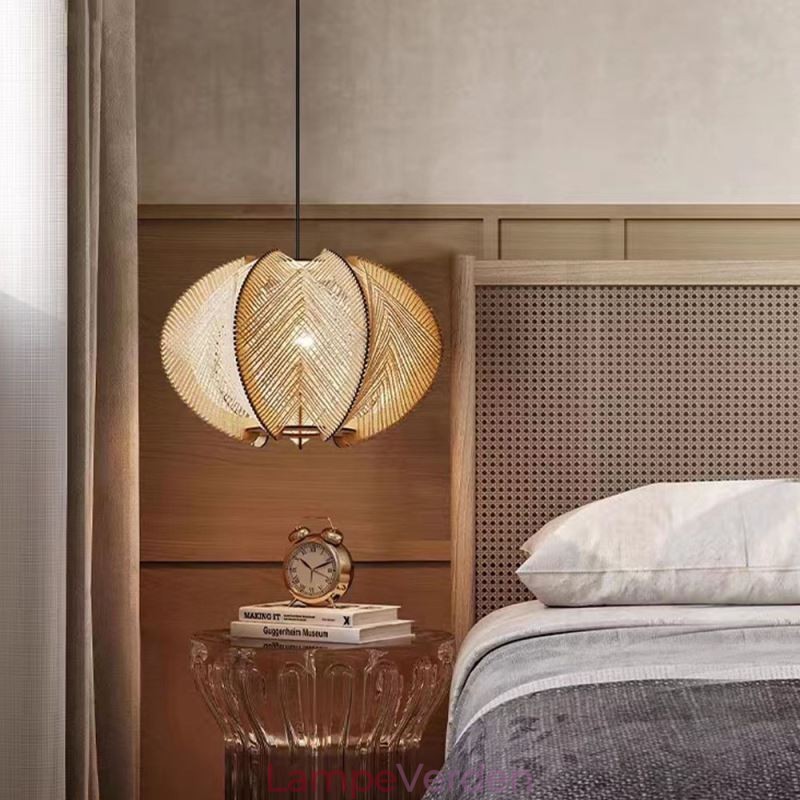 Nordic Pendel Retro Wabi Sabi Style Håndlavet massivt træ loftslampe