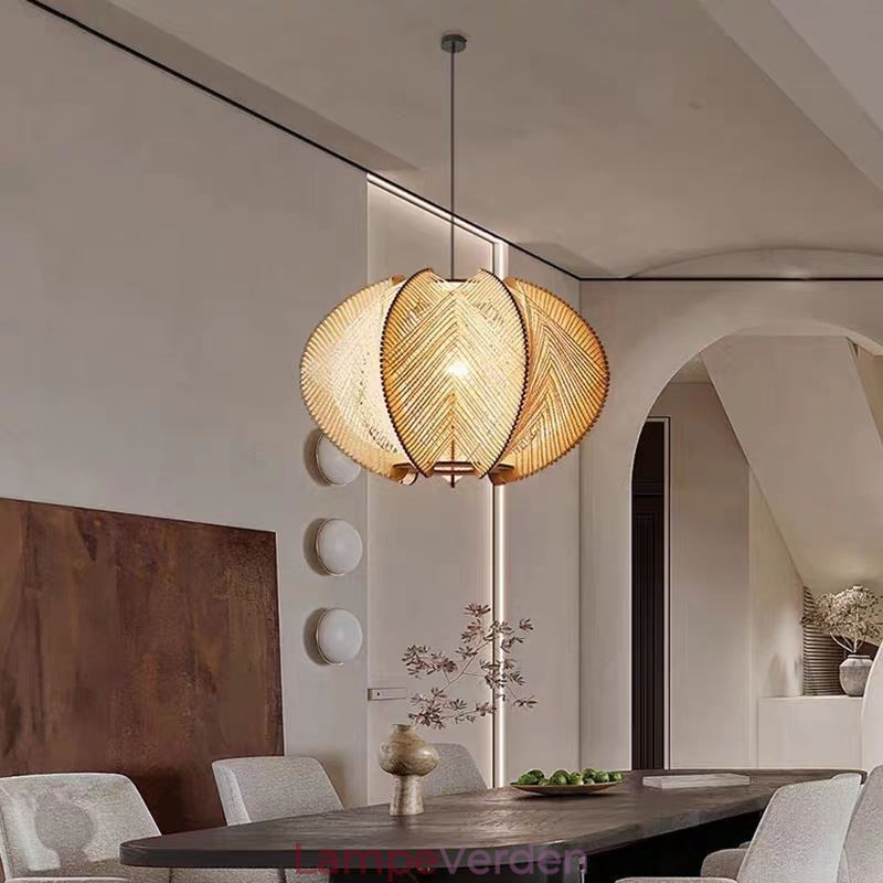 Nordic Pendel Retro Wabi Sabi Style Håndlavet massivt træ loftslampe