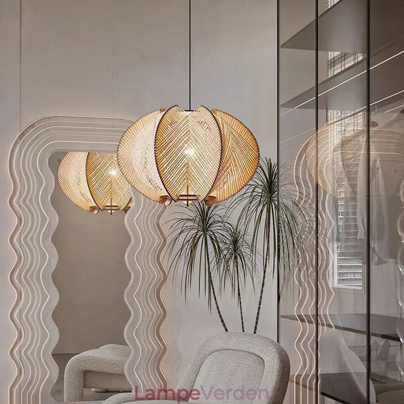 Nordic Pendel Retro Wabi Sabi Style Håndlavet massivt træ loftslampe