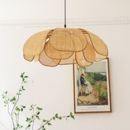 Rattan Petal Pendel Light Wabi Sabi Style Håndvævet Rattan Loftslampe