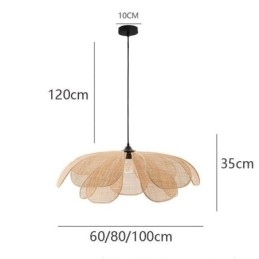 Rattan Petal Pendel Light Wabi Sabi Style Håndvævet Rattan Loftslampe