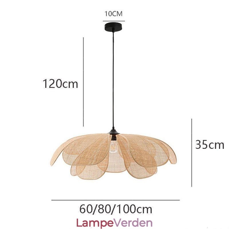 Rattan Petal Pendel Light Wabi Sabi Style Håndvævet Rattan Loftslampe