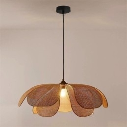 Rattan Petal Pendel Light Wabi Sabi Style Håndvævet Rattan Loftslampe