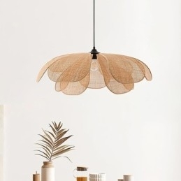 Rattan Petal Pendel Light Wabi Sabi Style Håndvævet Rattan Loftslampe