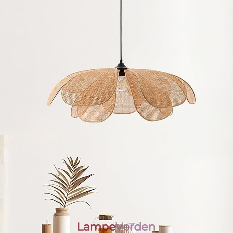 Rattan Petal Pendel Light Wabi Sabi Style Håndvævet Rattan Loftslampe