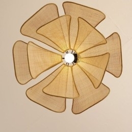 Rattan Petal Pendel Light Wabi Sabi Style Håndvævet Rattan Loftslampe