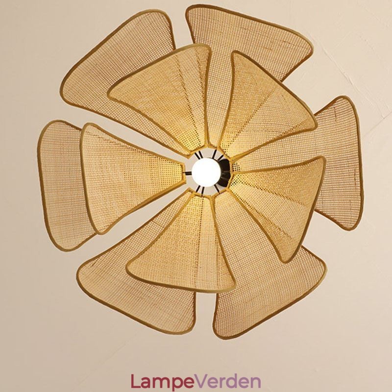 Rattan Petal Pendel Light Wabi Sabi Style Håndvævet Rattan Loftslampe