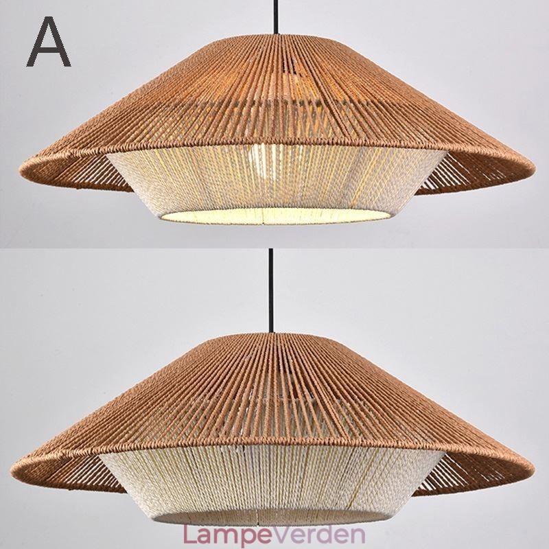 Hamp Rope Pendel Light Håndvævet loftslampe