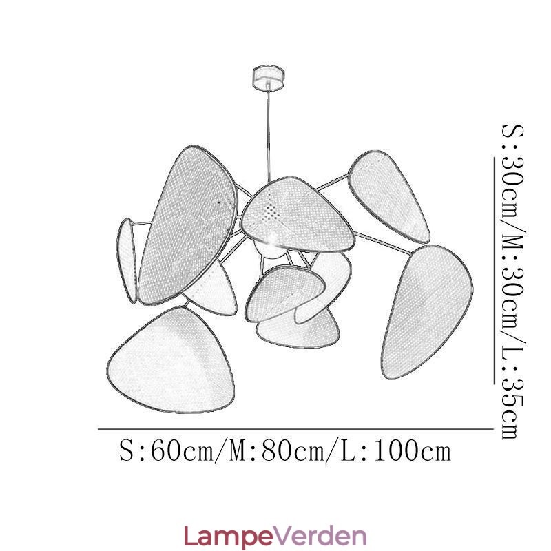 Pendel naturligt simpelt håndvævet loftslampe