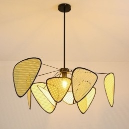 Pendel naturligt simpelt håndvævet loftslampe