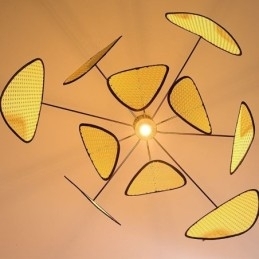 Pendel naturligt simpelt håndvævet loftslampe