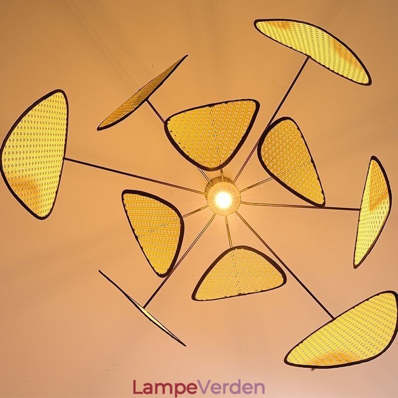 Pendel naturligt simpelt håndvævet loftslampe