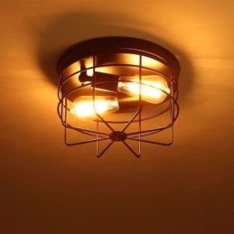 Industriel metalbur Loftslampe Rustik Flush Mount Lampearmatur