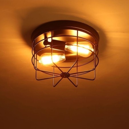 Industriel metalbur Loftslampe Rustik Flush Mount Lampearmatur Industriel metalbur Loftslampe Rustik Flush Mount Lampearmatur