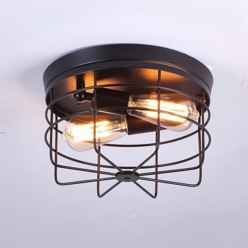 Industriel metalbur Loftslampe Rustik Flush Mount Lampearmatur