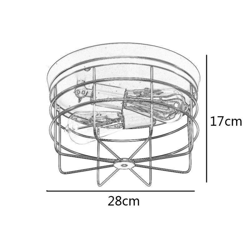 Industriel metalbur Loftslampe Rustik Flush Mount Lampearmatur