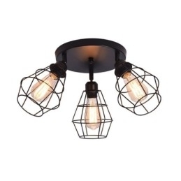 Industriel Flush Mount Loftslampe 3 Let Metal Cage Loftslampe
