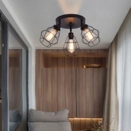 Industriel Flush Mount Loftslampe 3 Let Metal Cage Loftslampe