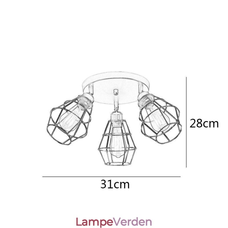 Industriel Flush Mount Loftslampe 3 Let Metal Cage Loftslampe