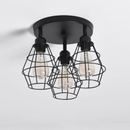 Industriel Flush Mount Loftslampe 3 Let Metal Cage Loftslampe
