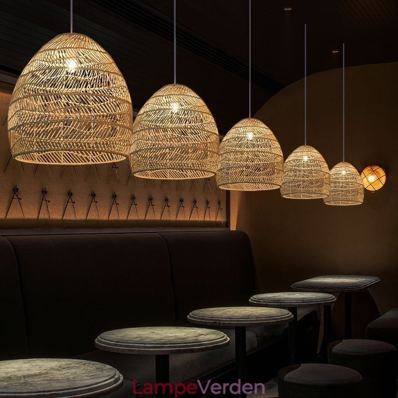 Håndvævet Pendel Light Rattan Hanging Light Farmhouse