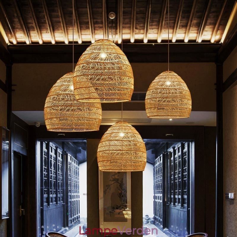 Håndvævet Pendel Light Rattan Hanging Light Farmhouse