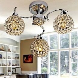 Moderne moderne krystal galvaniseret metal pendellampe Flush Mount
