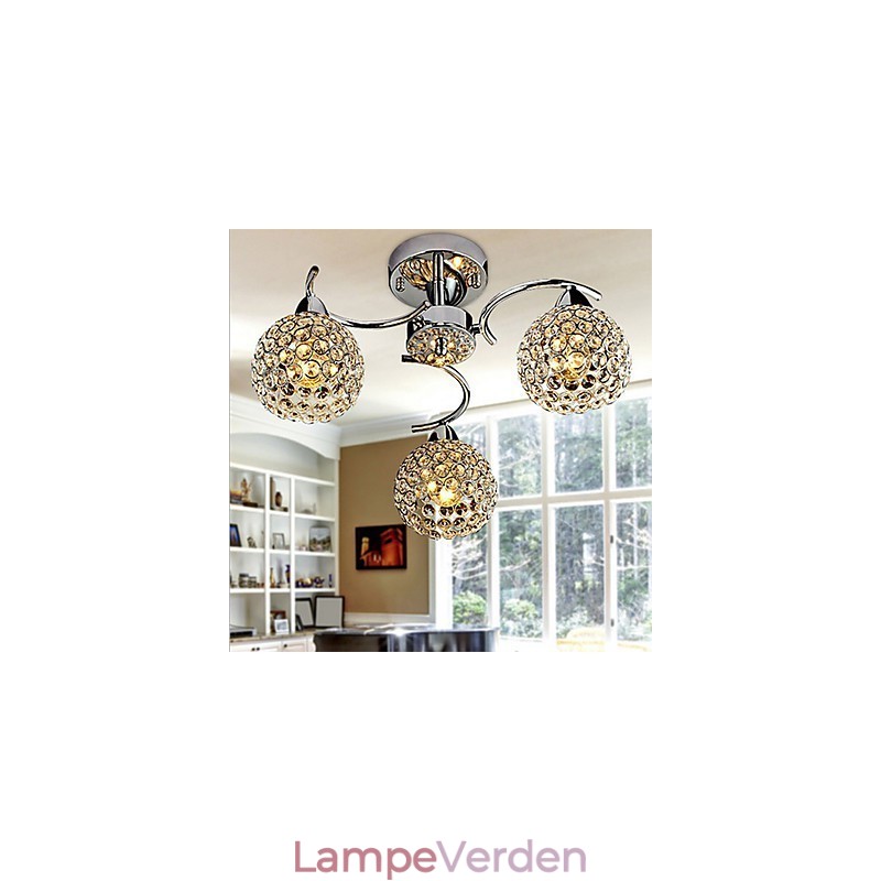Moderne moderne krystal galvaniseret metal pendellampe Flush Mount