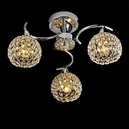 Moderne moderne krystal galvaniseret metal pendellampe Flush Mount