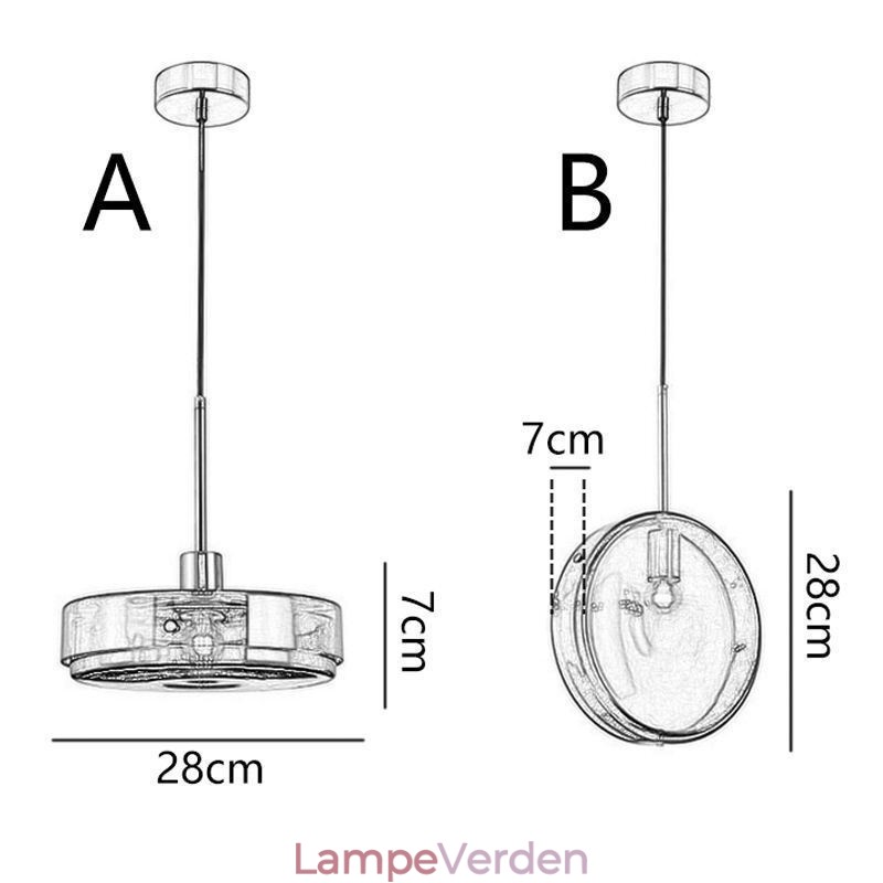 Rund kageglas hængelampe Moderne Minimalistisk Smedejernsloftslampe