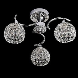 Moderne moderne krystal galvaniseret metal pendellampe Flush Mount