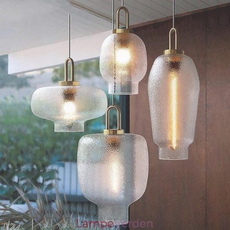 Pendellampe i frostet glas Moderne minimalistisk smedejernsloftslampe Pendellampe i frostet glas Moderne minimalistisk smedejernsloftslampe