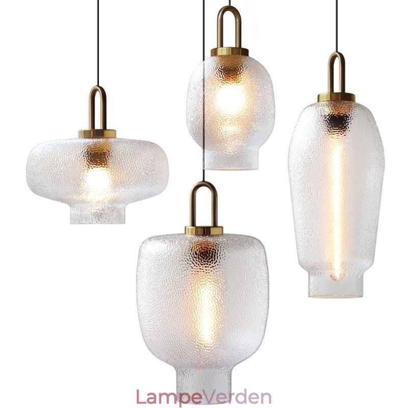 Pendellampe i frostet glas Moderne minimalistisk smedejernsloftslampe
