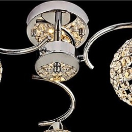 Moderne moderne krystal galvaniseret metal pendellampe Flush Mount