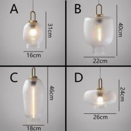 Pendellampe i frostet glas Moderne minimalistisk smedejernsloftslampe