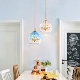 Glaspendel Moderne Minimalistisk Smedejernsloftslampe 9 lys