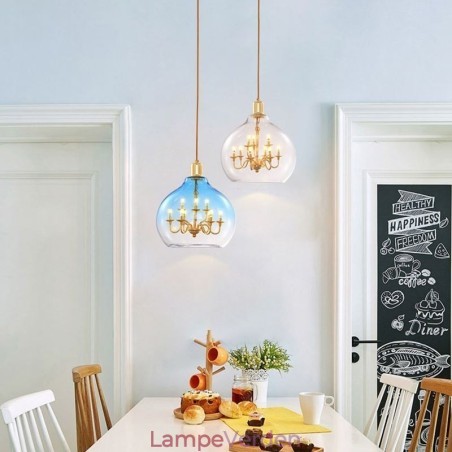 Glaspendel Moderne Minimalistisk Smedejernsloftslampe 9 lys