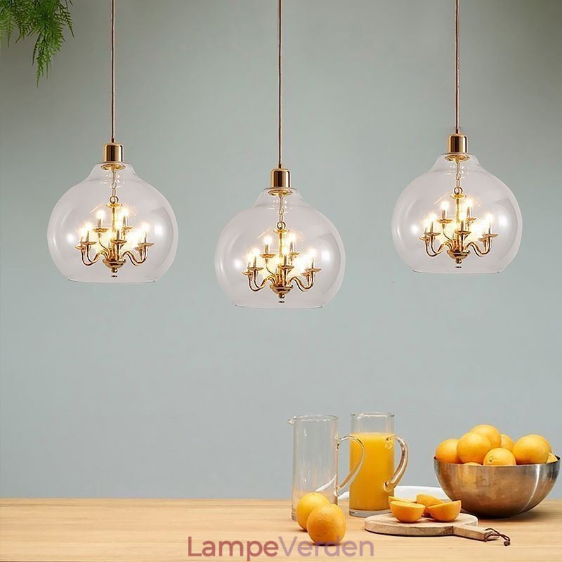 Glaspendel Moderne Minimalistisk Smedejernsloftslampe 9 lys