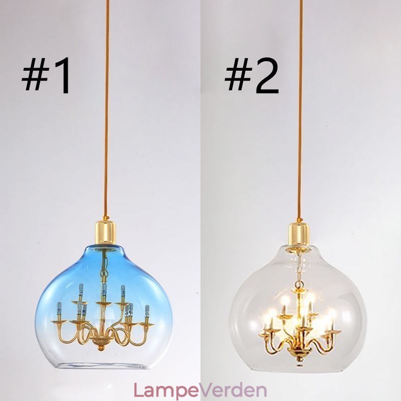 Glaspendel Moderne Minimalistisk Smedejernsloftslampe 9 lys