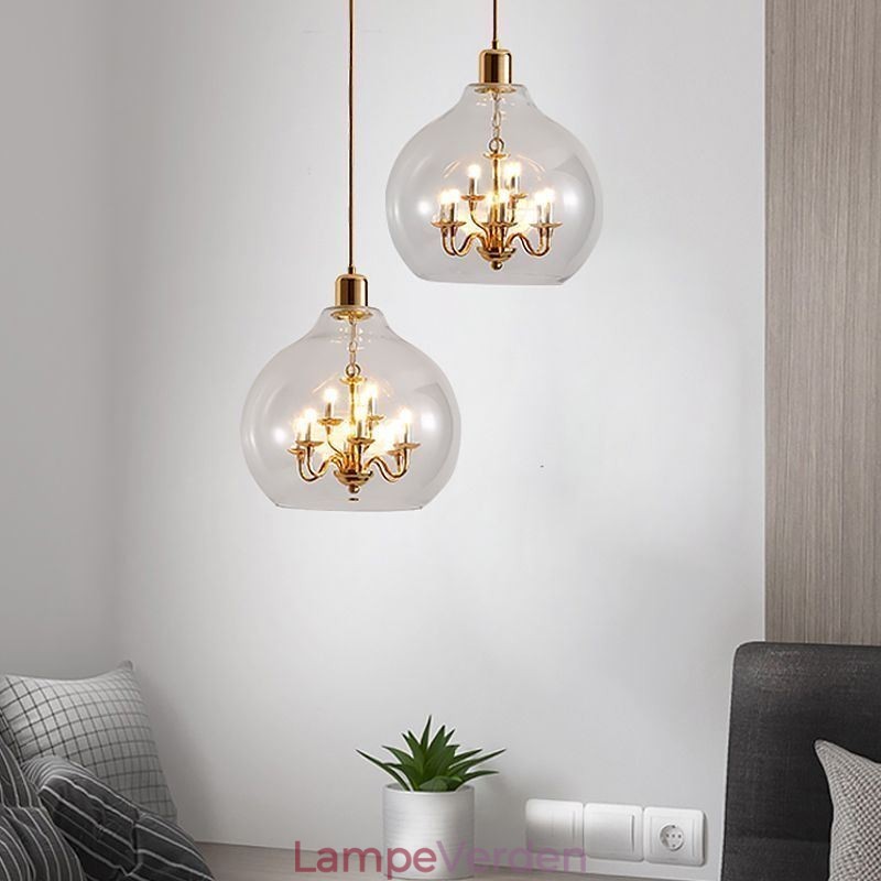 Glaspendel Moderne Minimalistisk Smedejernsloftslampe 9 lys