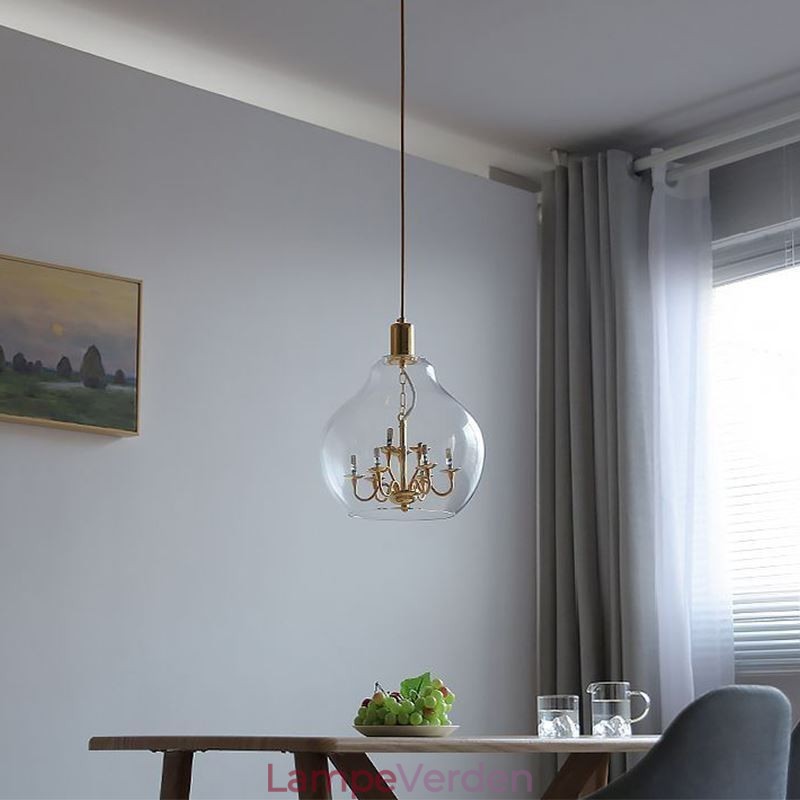 Glaspendel Moderne Minimalistisk Smedejernsloftslampe 9 lys