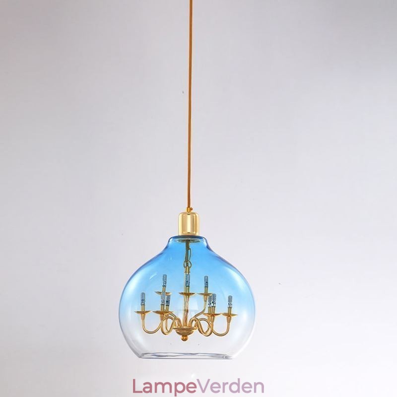Glaspendel Moderne Minimalistisk Smedejernsloftslampe 9 lys