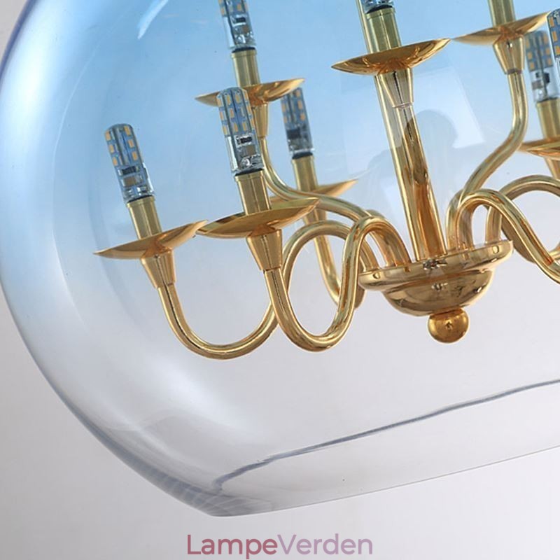 Glaspendel Moderne Minimalistisk Smedejernsloftslampe 9 lys