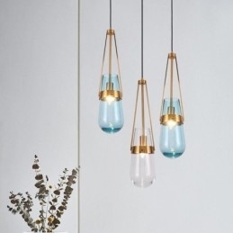 Vanddråbe glas pendel moderne minimalistisk smedejern lille loftslampe