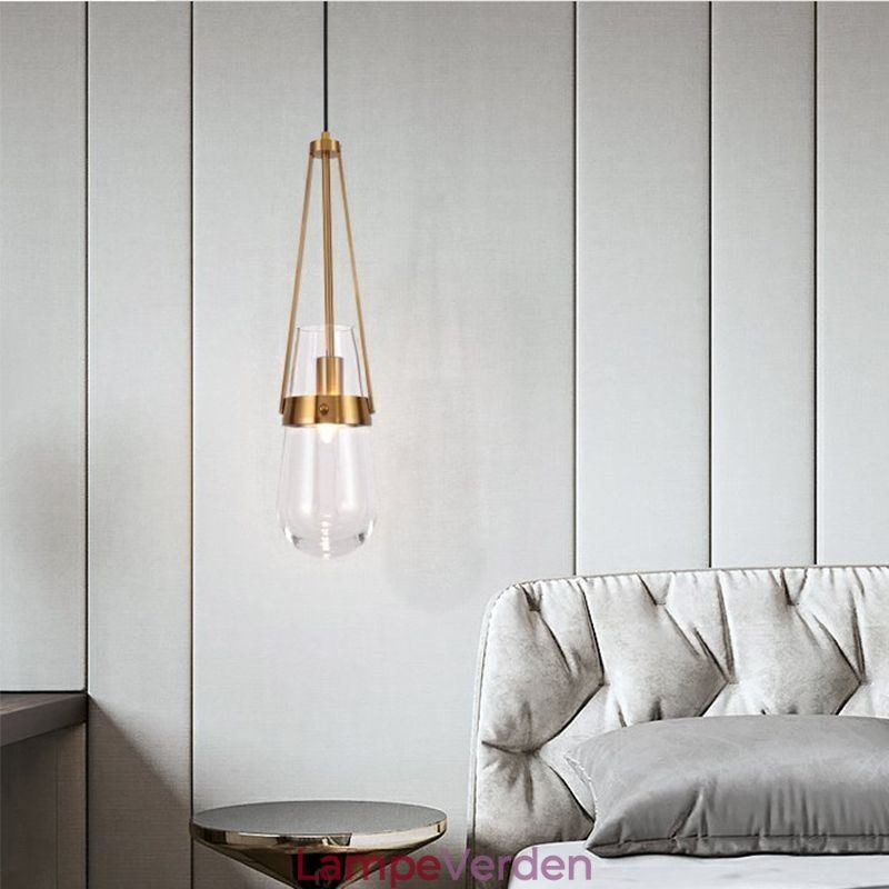 Vanddråbe glas pendel moderne minimalistisk smedejern lille loftslampe