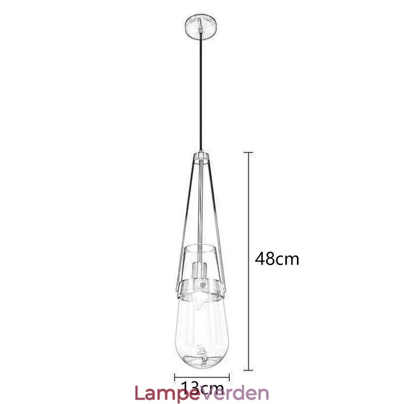 Vanddråbe glas pendel moderne minimalistisk smedejern lille loftslampe