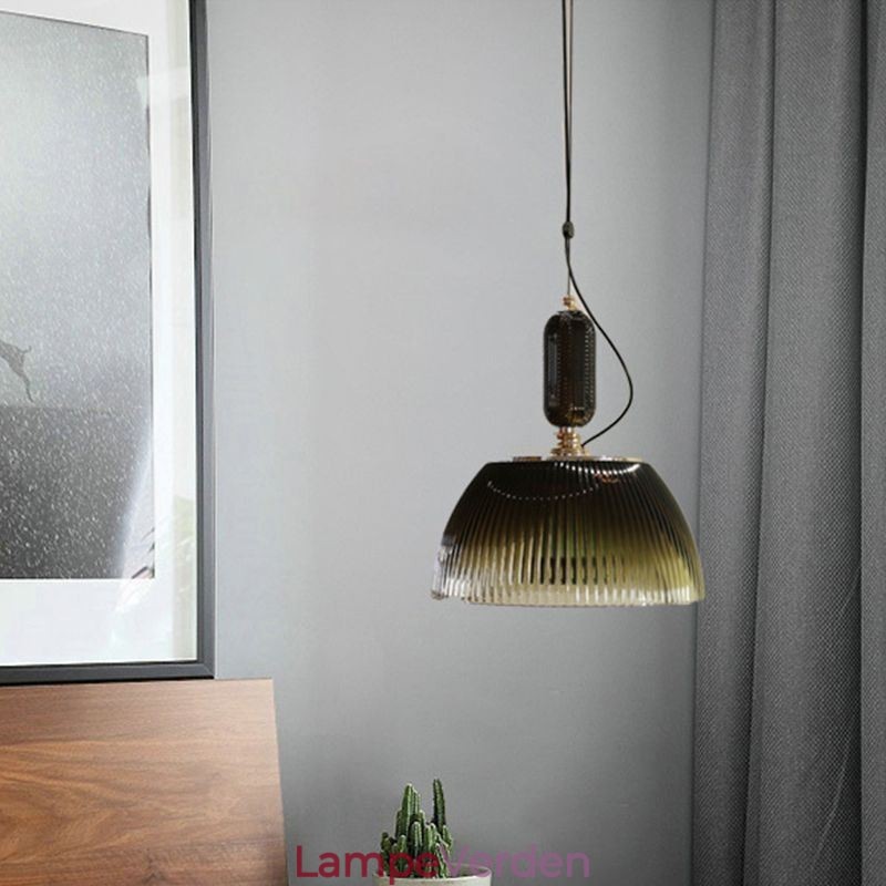 Plisseret nederdel glas pendel lys moderne minimalistisk smedejern lille loftslampe