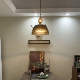 Plisseret nederdel glas pendel lys moderne minimalistisk smedejern lille loftslampe